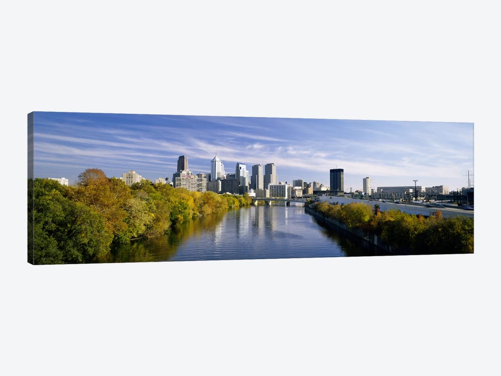 Reflection of buildings in water, Schuylkill River, Northwest Philadelphia, Philadelphia, Pennsylvania, USA by Panoramic Images 1-piece Art Print
