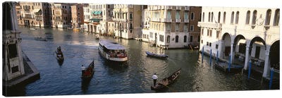 Traffic On The Canal, Venice, Italy Canvas Art Print - Veneto Art
