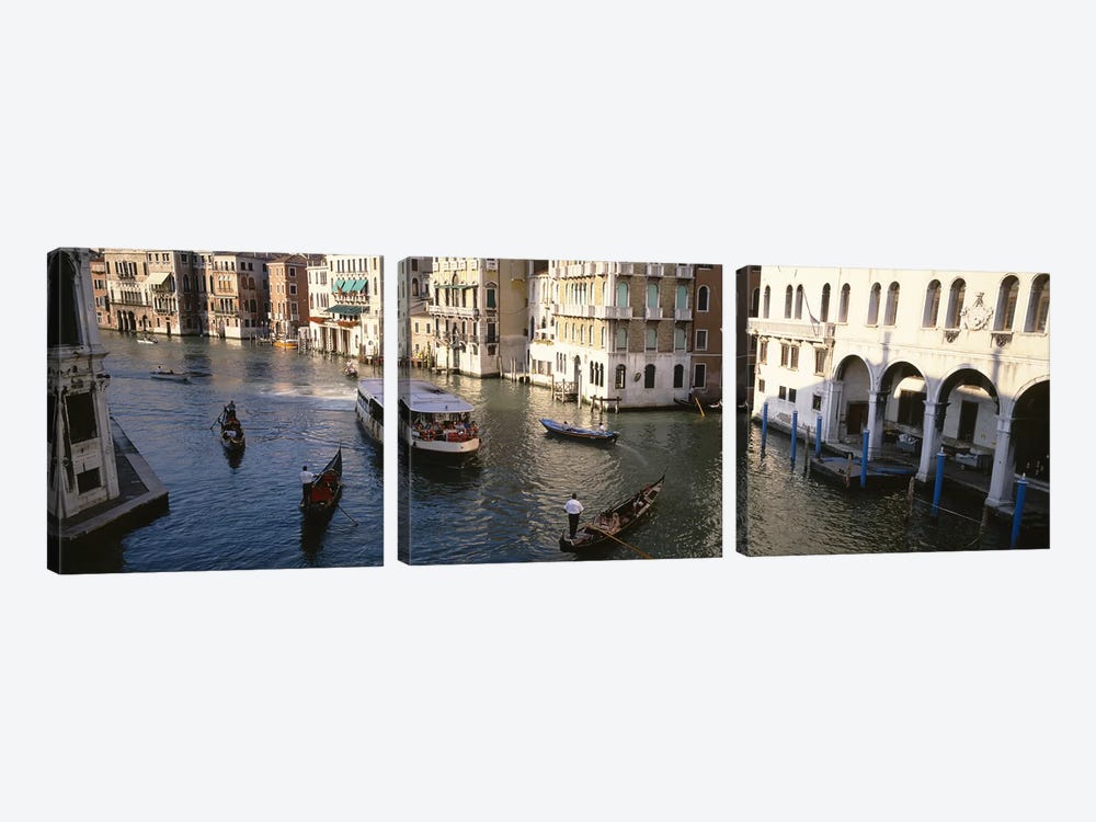 Traffic On The Canal, Venice, Italy by Panoramic Images 3-piece Canvas Artwork