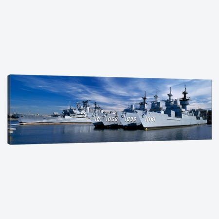 Warships at a naval base, Philadelphia, Philadelphia County, Pennsylvania, USA Canvas Print #PIM458} by Panoramic Images Art Print