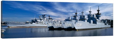 Warships at a naval base, Philadelphia, Philadelphia County, Pennsylvania, USA Canvas Art Print - Navy