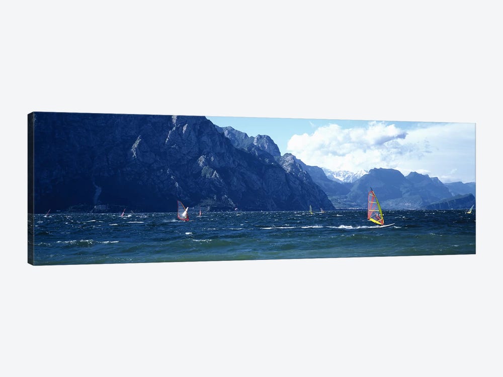 Windsurfing on a lake, Lake Garda, Italy by Panoramic Images 1-piece Art Print
