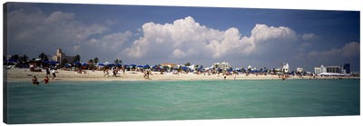 Tourists on the beach, Miami, Florida, USA Canvas Art Print - Miami Art