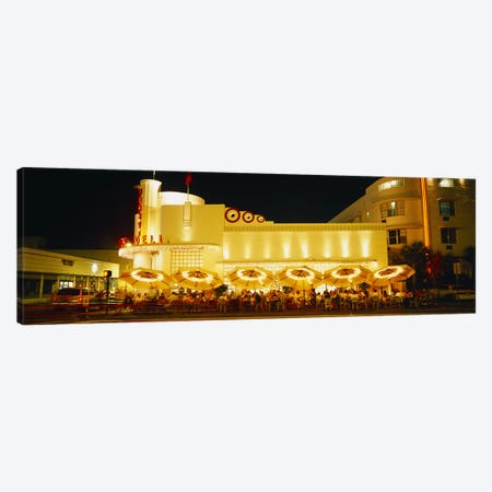 Restaurant lit up at night, Miami, Florida, USA Canvas Print #PIM4597} by Panoramic Images Canvas Art