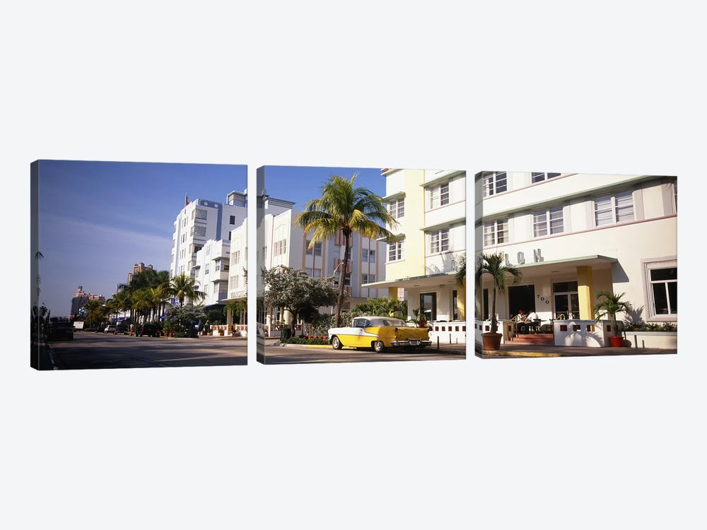 Car parked in front of a hotel, Miami, Florida, USA by Panoramic Images 3-piece Art Print