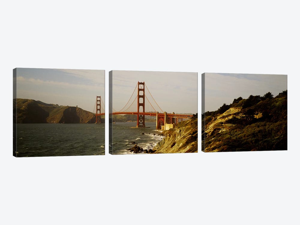 Bridge over a bay, Golden Gate Bridge, San Francisco, California, USA by Panoramic Images 3-piece Canvas Art