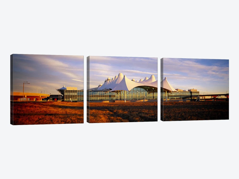 Clouded sky over an airportDenver International Airport, Denver, Colorado, USA by Panoramic Images 3-piece Canvas Wall Art