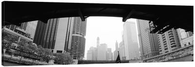 Low angle view of buildings, Chicago, Illinois, USA Canvas Art Print - Black & White Cityscapes