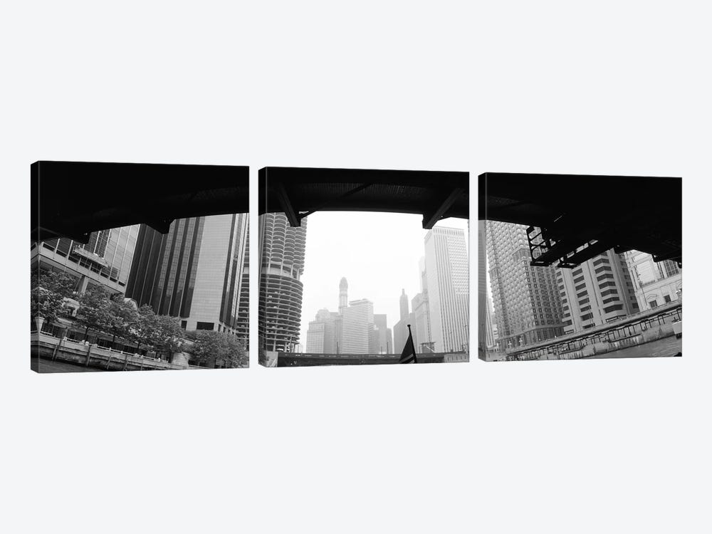 Low angle view of buildings, Chicago, Illinois, USA by Panoramic Images 3-piece Canvas Wall Art