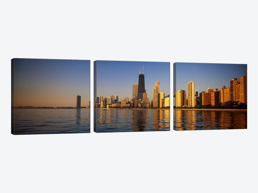 Buildings on the waterfront, Chicago, Illinois, USA by Panoramic Images 3-piece Art Print