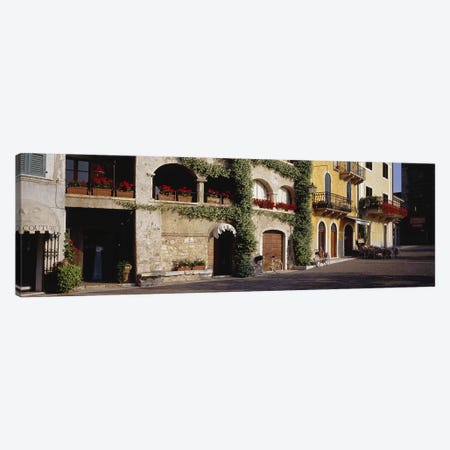 Cobblestone Lane Featuring Terrace Flower Boxes, Torri del Benaco, Verona, Italy Canvas Print #PIM4608} by Panoramic Images Canvas Print