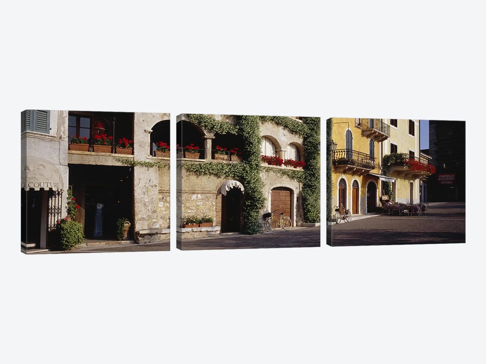 Cobblestone Lane Featuring Terrace Flower Boxes, Torri del Benaco, Verona, Italy by Panoramic Images 3-piece Canvas Artwork