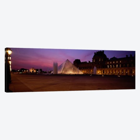 Pyramid lit up at night, Louvre Pyramid, Musee Du Louvre, Paris, Ile-de-France, France Canvas Print #PIM460} by Panoramic Images Canvas Wall Art