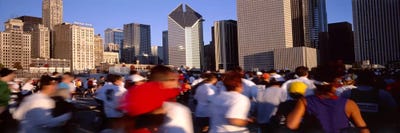 Group of people running a marathon, Chicago, Illinois, USA by Panoramic Images framed canvas print