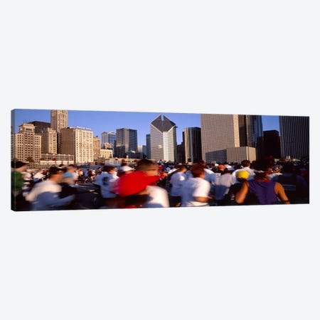 Group of people running a marathon, Chicago, Illinois, USA Canvas Print #PIM4611} by Panoramic Images Canvas Artwork