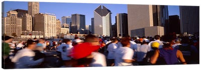Group of people running a marathon, Chicago, Illinois, USA Canvas Art Print - Track & Field