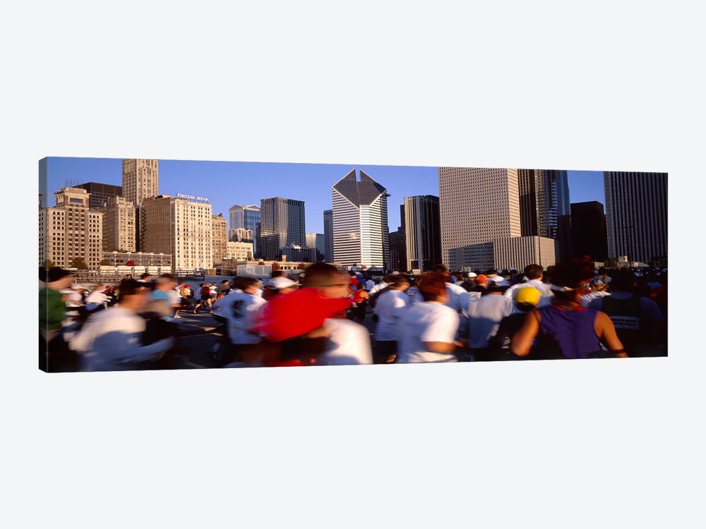 Group of people running a marathon, Chicago, Illinois, USA by Panoramic Images 1-piece Canvas Artwork