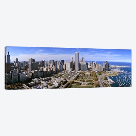 USA, Illinois, Chicago, Millennium Park, Pritzker Pavilion, aerial view of a city Canvas Print #PIM4613} by Panoramic Images Canvas Artwork