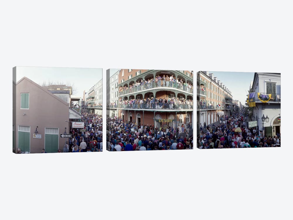People celebrating Mardi Gras festivalNew Orleans, Louisiana, USA by Panoramic Images 3-piece Art Print
