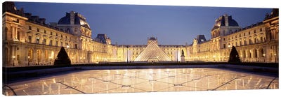 Napolean Courtyard At Night, Palais du Louvre, Paris, Ile-de-France, France Canvas Art Print - Pyramid Art