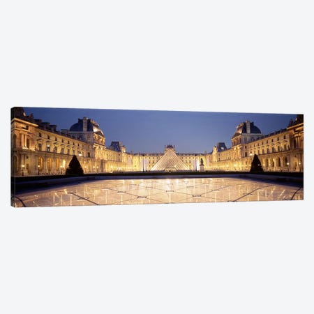 Napolean Courtyard At Night, Palais du Louvre, Paris, Ile-de-France, France Canvas Print #PIM4625} by Panoramic Images Canvas Art