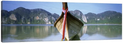 Boat Moored In The WaterPhi Phi Islands, Thailand Canvas Art Print - Thailand Art