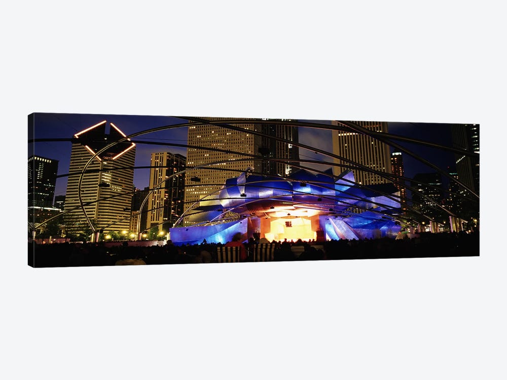 An Illuminated Pritzker Pavilion At Night, Millennium Park, Chicago, Illinois, USA by Panoramic Images 1-piece Art Print