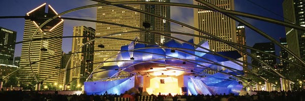 City Parks: USAIllinois, Chicago, Millennium Park, Pritzker Pavilion, Spectators watching the show by Panoramic Images