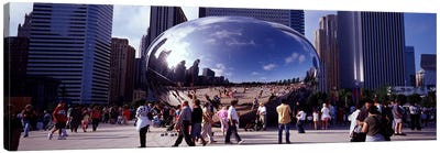 USAIllinois, Chicago, Millennium Park, SBC Plaza, Tourists walking in the park Canvas Art Print - Panoramic Cityscapes