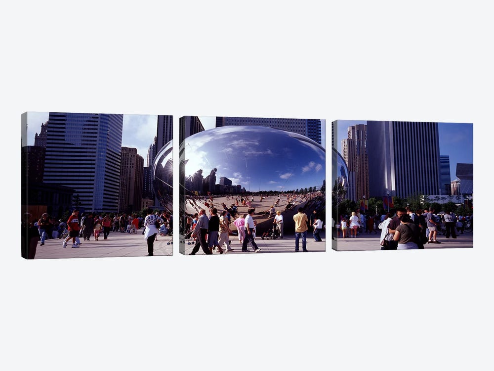 USAIllinois, Chicago, Millennium Park, SBC Plaza, Tourists walking in the park by Panoramic Images 3-piece Canvas Art