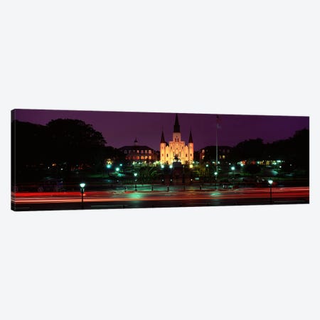 Buildings lit up at night, Jackson Square, St. Louis Cathedral, French Quarter, New Orleans, Louisiana, USA Canvas Print #PIM4658} by Panoramic Images Canvas Wall Art