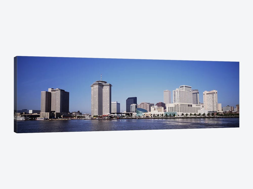Buildings at the waterfront, Mississippi River, New Orleans, Louisiana, USA by Panoramic Images 1-piece Canvas Art
