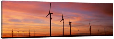 Wind Turbine In The Barren Landscape, Brazos, Texas, USA Canvas Art Print - Watermill & Windmill Art