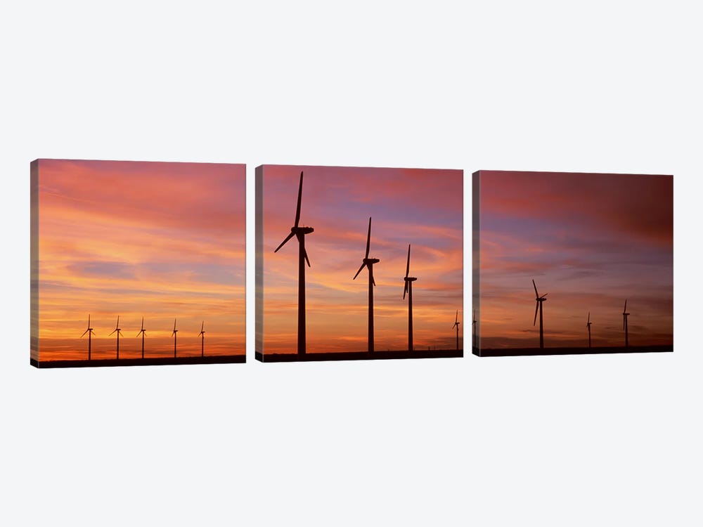 Wind Turbine In The Barren Landscape, Brazos, Texas, USA by Panoramic Images 3-piece Canvas Print