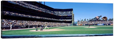 USA, California, San Francisco, SBC Ballpark, Spectator watching the baseball game in the stadium Canvas Art Print - Baseball Art