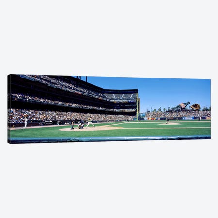 USA, California, San Francisco, SBC Ballpark, Spectator watching the baseball game in the stadium Canvas Print #PIM4669} by Panoramic Images Art Print