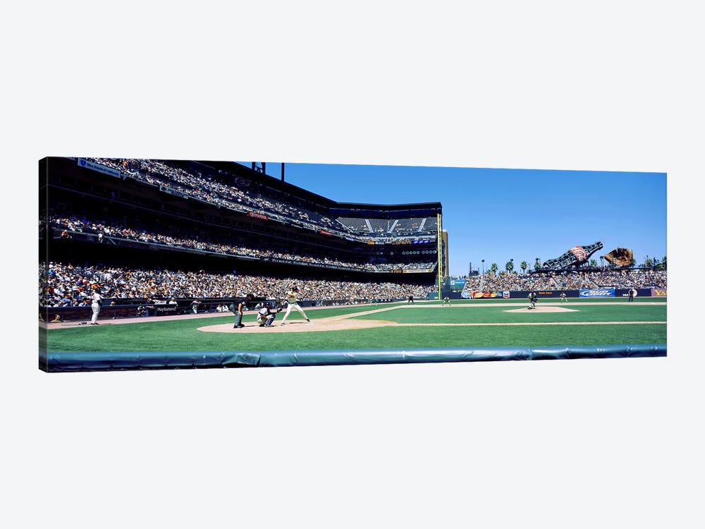 USA, California, San Francisco, SBC Ballpark, Spectator watching the baseball game in the stadium 1-piece Canvas Art Print
