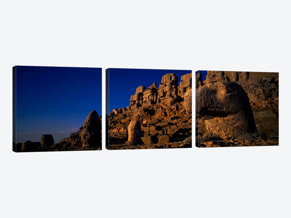 Rocks on a cliff, Mount Nemrut, Nemrud Dagh, Cappadocia, Antolia, Turkey by Panoramic Images 3-piece Canvas Art Print