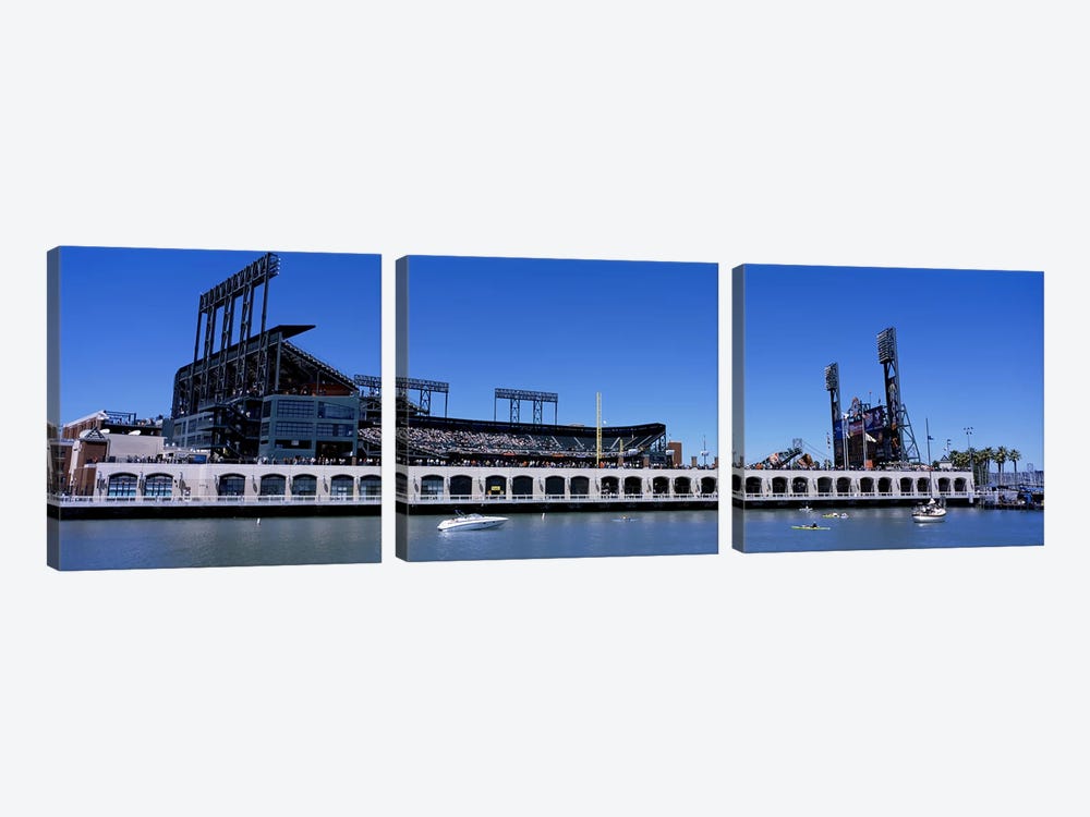 USA, California, San Francisco, SBC Ballpark, Stadium near the water by Panoramic Images 3-piece Canvas Art Print