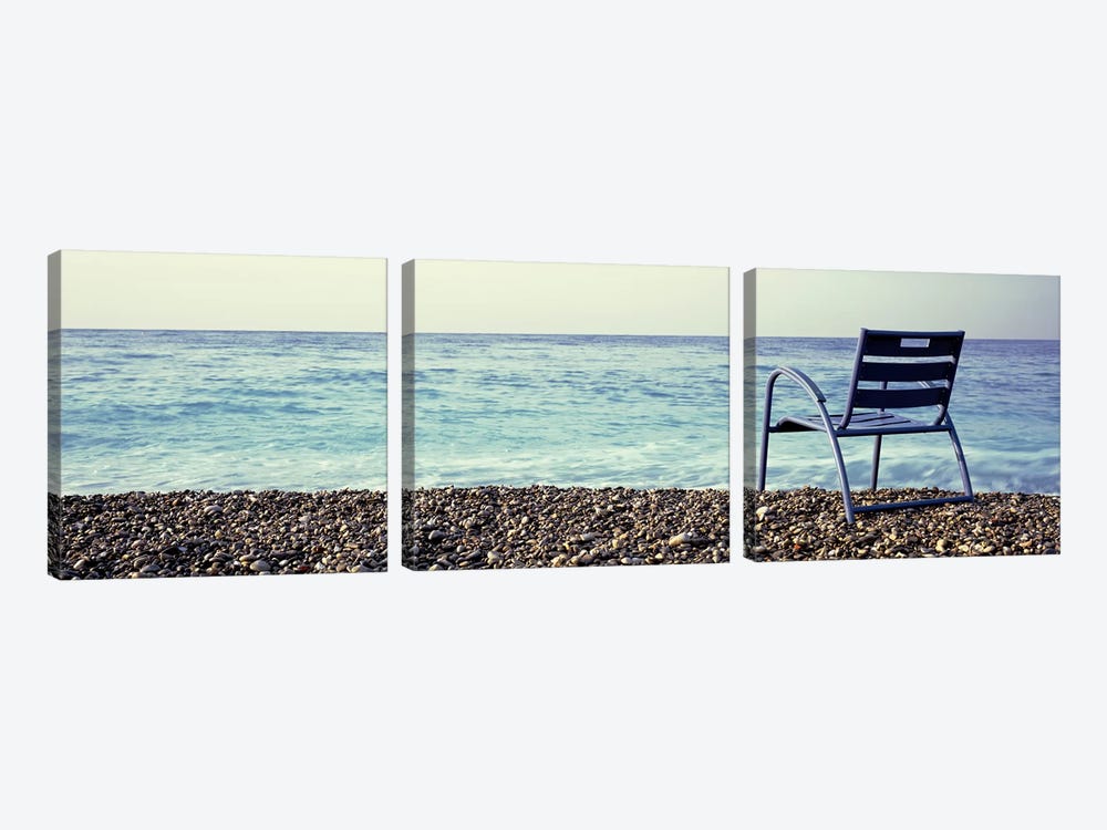 Vacant Chair On The Beach, Nice, Cote De Azur, France by Panoramic Images 3-piece Canvas Art