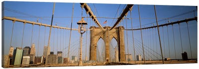 USA, New York State, New York City, Brooklyn Bridge at dawn Canvas Art Print - Brooklyn Art