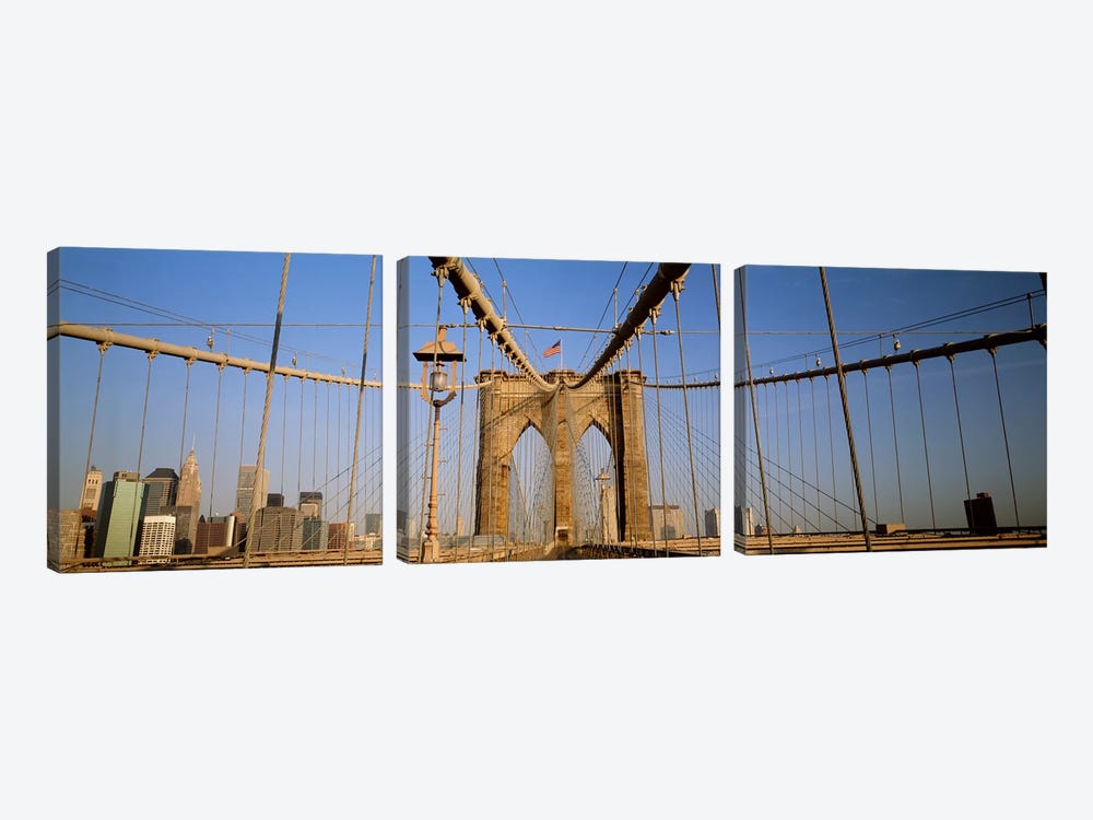 USA, New York State, New York City, Brooklyn Bridge at dawn by Panoramic Images 3-piece Canvas Wall Art