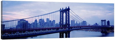 Skyscrapers In A City, Manhattan Bridge, NYC, New York City, New York State, USA Canvas Art Print - New York Art