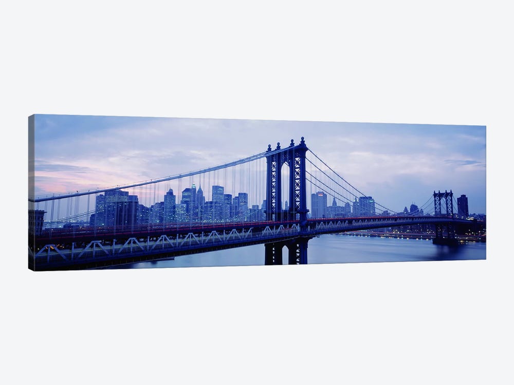 Skyscrapers In A City, Manhattan Bridge, NYC, New York City, New York State, USA by Panoramic Images 1-piece Canvas Art