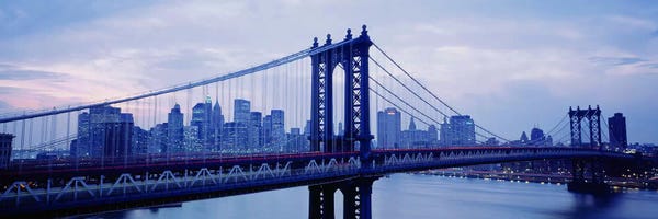 Manhattan: Skyscrapers In A City, Manhattan Bridge, NYC, New York City, New York State, USA by Panoramic Images