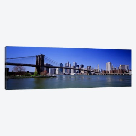 USA, New York State, New York City, Brooklyn Bridge, Skyscrapers in a city #2 Canvas Print #PIM4680} by Panoramic Images Art Print