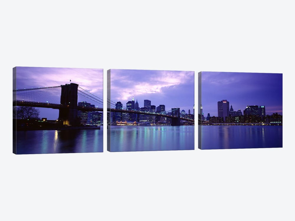 Skyscrapers In A City, Brooklyn Bridge, NYC, New York City, New York State, USA by Panoramic Images 3-piece Art Print