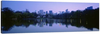 USANew York State, New York City, Central Park Lake, Skyscrapers in a city Canvas Art Print - Urban River, Lake & Waterfront Art