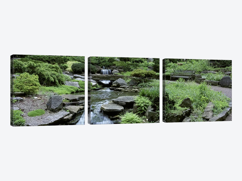 River Flowing Through A Forest, Inniswood Metro Gardens, Columbus, Ohio, USA by Panoramic Images 3-piece Canvas Print