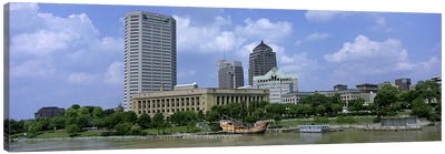 USA, Ohio, Columbus, Cloud over tall building structures Canvas Art Print - Urban River, Lake & Waterfront Art